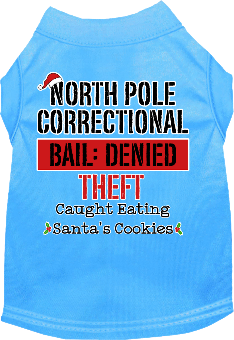 North Pole Correctional Screen Print Dog Shirt Bermuda Blue Size XL